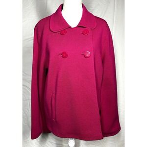 Talbots 100% Merino Wool Sweater Jacket Womens Medium Double Breasted Coat Knit
